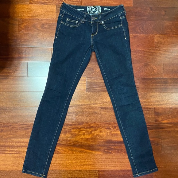 SO Skinny Jeans Jegging Dark Wash 3 Medium Rise 3 - Picture 4 of 7